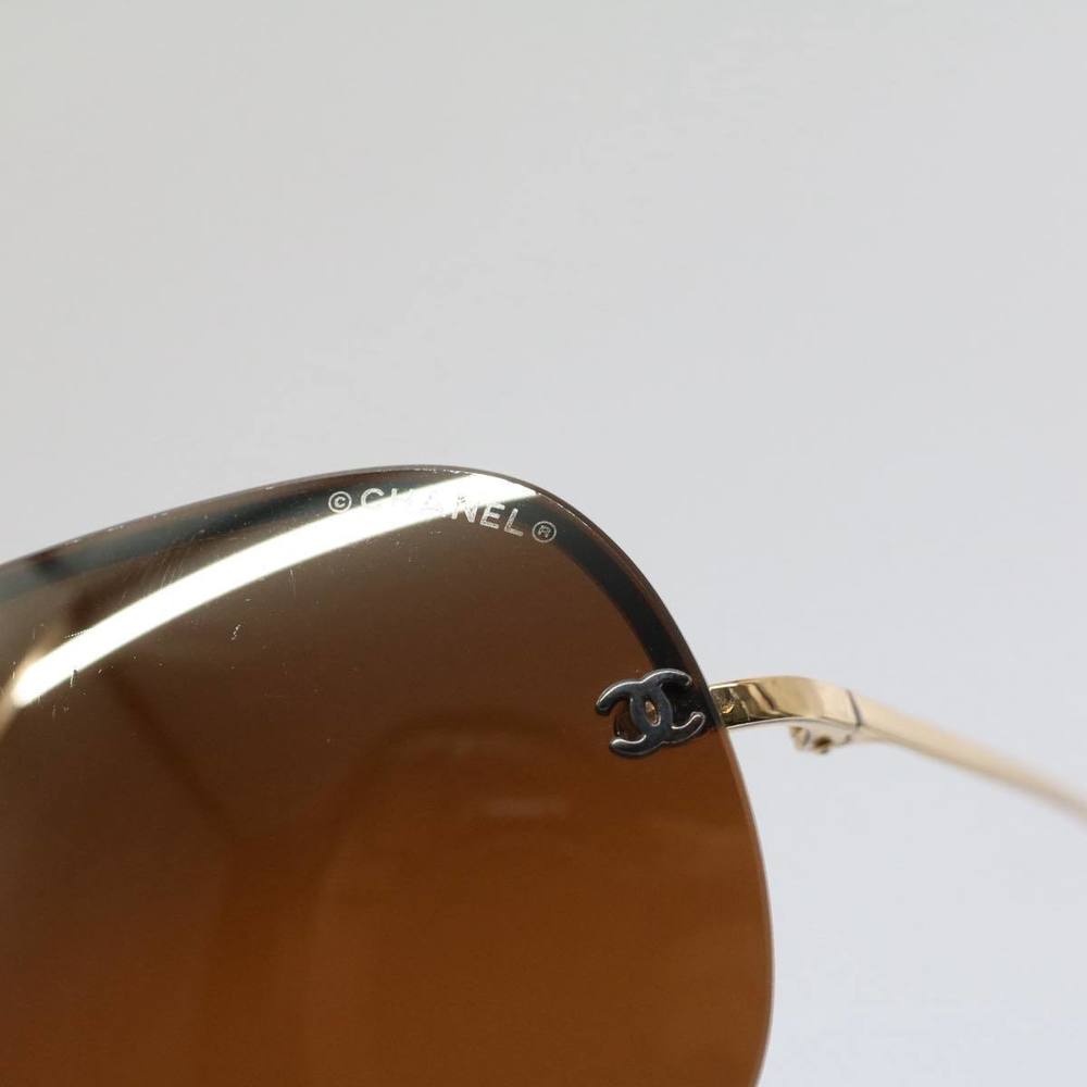 CHANEL Sunglasses Metal Black Gold Tone CC Auth 53401 - Picture 6 of 15
